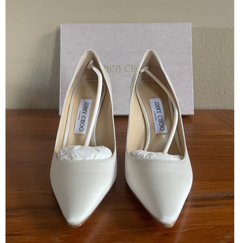 JIMMY CHOO ROMY 100 SATIN IVORY - Picture 5 of 16
